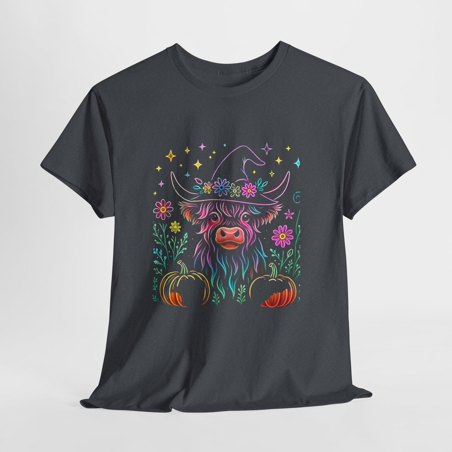 🎃 Magical Highland Cow Tee – Witchy Pumpkin Farm Shirt