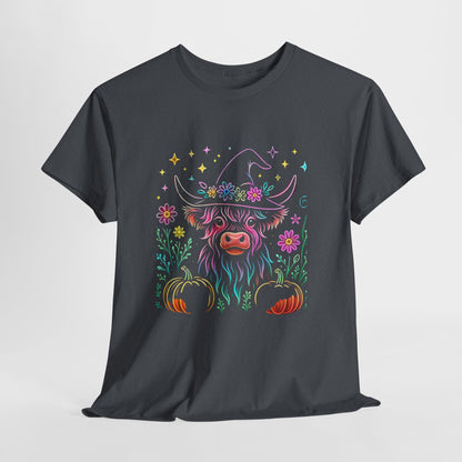 🎃 Magical Highland Cow Tee – Witchy Pumpkin Farm Shirt