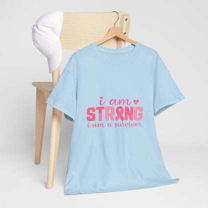 I AM STRONG - Pink Ribbon Breast Cancer Awareness Tee