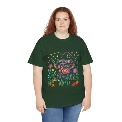 🎃 Magical Highland Cow Tee – Witchy Pumpkin Farm Shirt