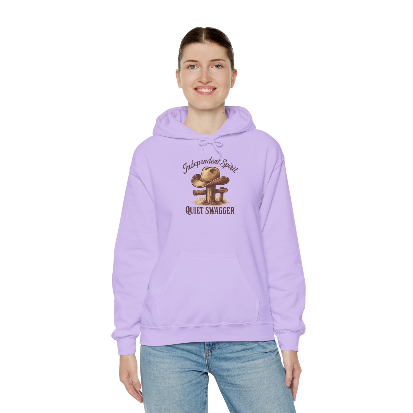 Quiet Swagger Hoodie – "Independent Spirit" Cowboy Hat Graphic Pullover