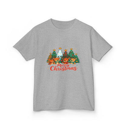 Merry Christmas Reindeer & Dino Trees Kids Tee