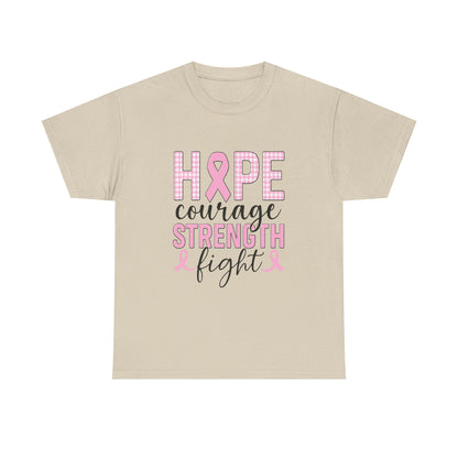 Hope, Courage & Strength Pink Ribbon Awareness Tee