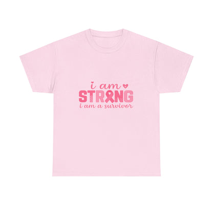 I AM STRONG - Pink Ribbon Breast Cancer Awareness Tee