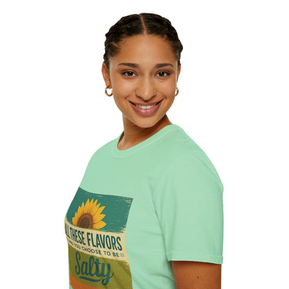 Sunflower Salty T-Shirt: Unisex Softstyle Tee for Sunshine Lovers, Casual Wear, Birthday Gift, Summer Vibes, Relaxed Style