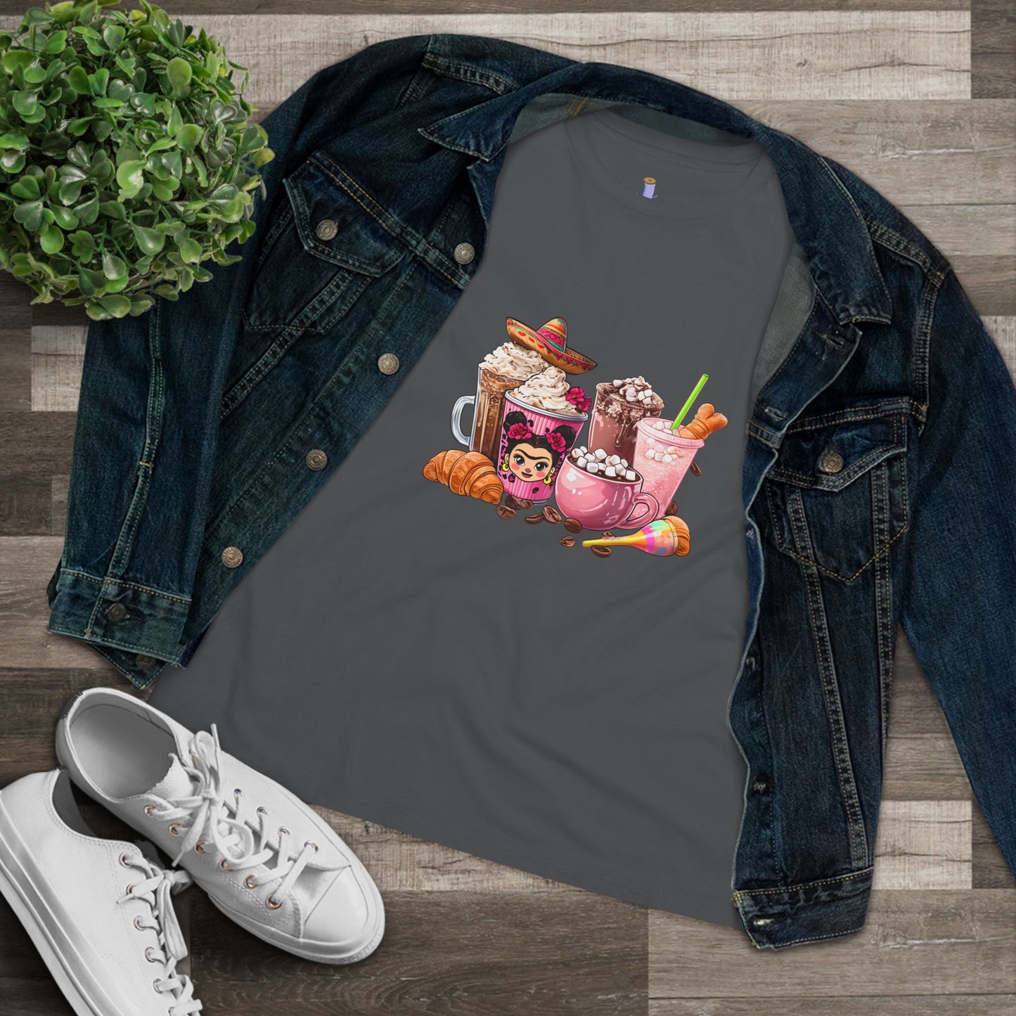 Latina Cute Beverage Women's Cotton Tee, Coffee Lover Gift, Cute Summer Shirt, Birthday Present, Cozy Foodie Tee