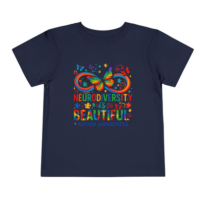 Toddler Tee - Neurodiversity is Beautiful Butterfly Rainbow Puzzle Piece Tee