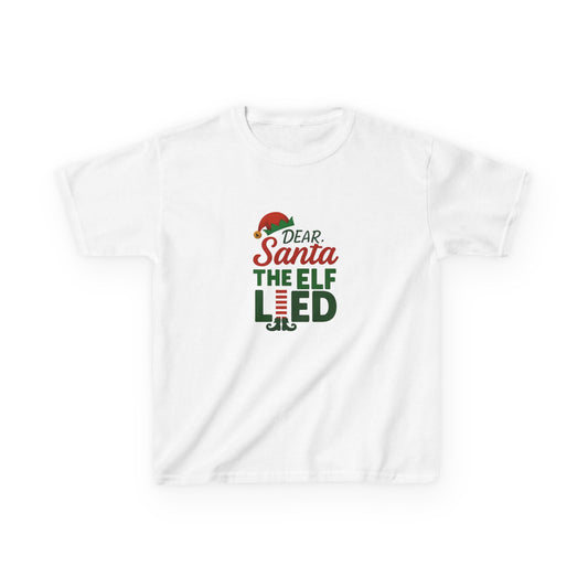 Dear Santa, The Elf Lied! Kids' Christmas Tee
