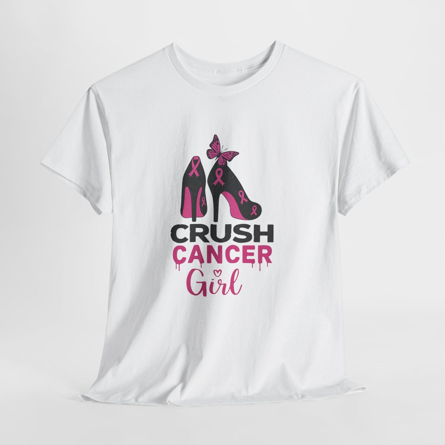 Crush Cancer Girl Tee: High Heels, Pink Ribbon, Hope