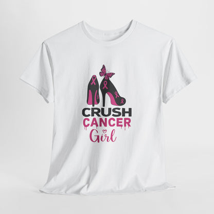 Crush Cancer Girl Tee: High Heels, Pink Ribbon, Hope