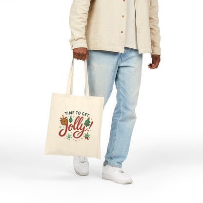 Tote Bag — 'Time to Get Jolly!' Christmas Canvas Tote