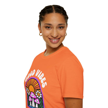 Good Vibes Unisex Softstyle T-Shirt | Retro Graphic Tee | Summer Vibe Shirt | Festival Fashion | Relaxed Fit Casual Top