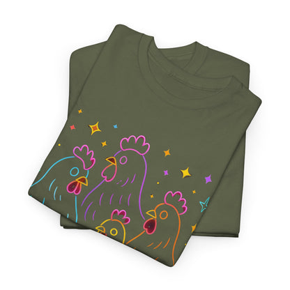 🌻 Autumn Chickens & Pumpkins Tee – Colorful Farm Harvest Shirt