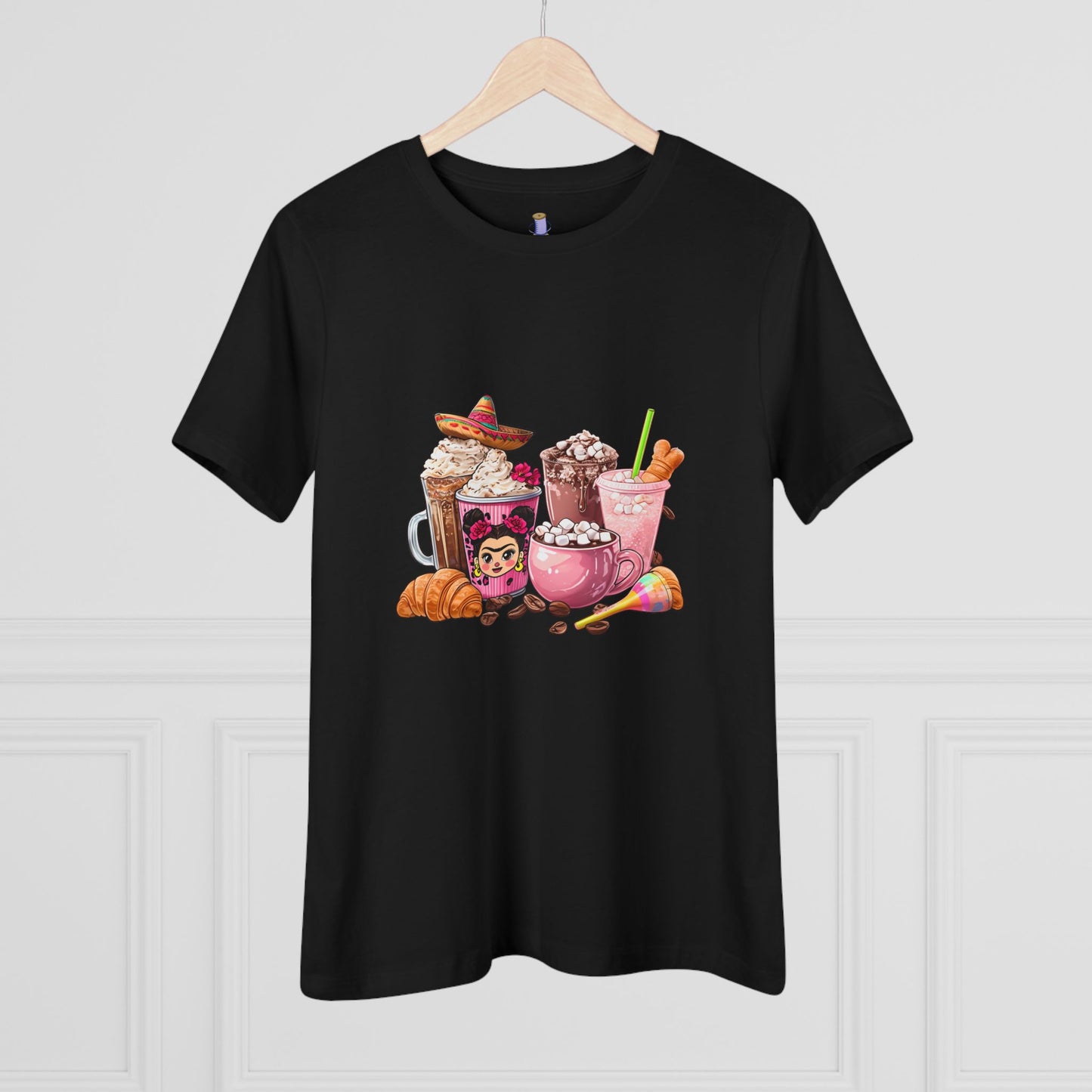 Latina Cute Beverage Women's Cotton Tee, Coffee Lover Gift, Cute Summer Shirt, Birthday Present, Cozy Foodie Tee