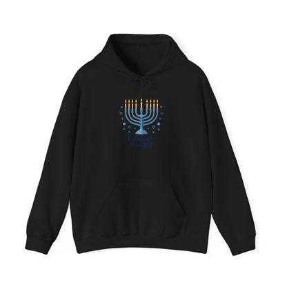 Hanukkah Menorah Hoodie - "Celebrate the Light" Holiday Sweatshirt