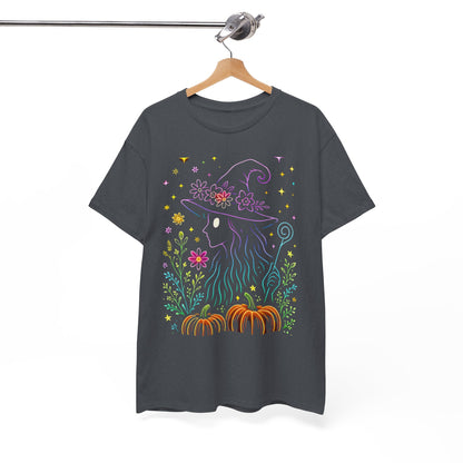 🌙 Whimsical Witch Cat Tee – Magical Halloween Pumpkin Shirt