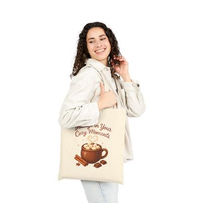 Cozy Moments Tote Bag — 'Indulge in Your Cozy Moments' Hot Cocoa Canvas Tote