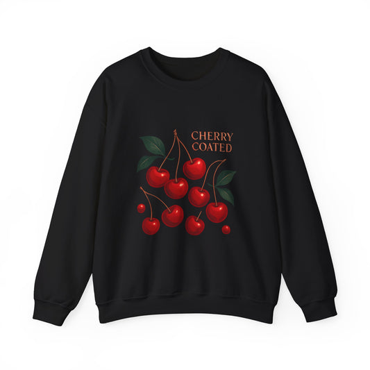 Cherry Coated Crewneck Sweatshirt — Retro Cherry Graphic Pullover