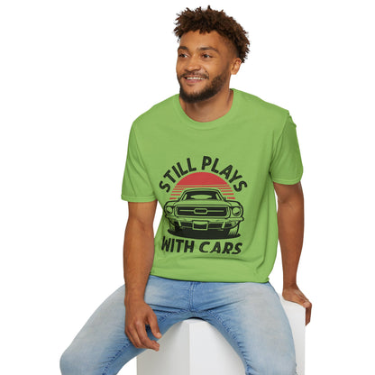 Retro Car Enthusiast T-Shirt, Still Plays with Cars Tee, Gift for Men, Vintage Auto Lover Shirt, Casual Wear, Birthday Present