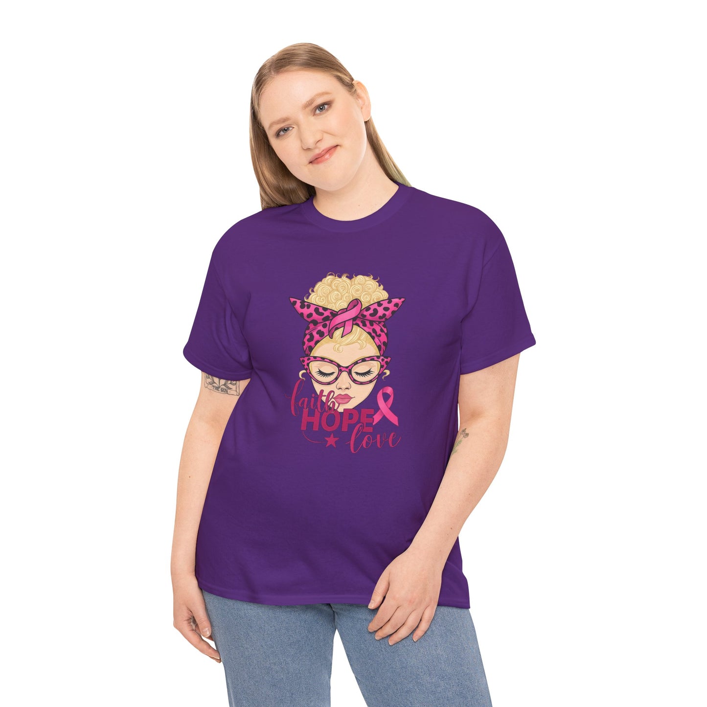 Hope Love Pink Ribbon Tee - Breast Cancer Awareness