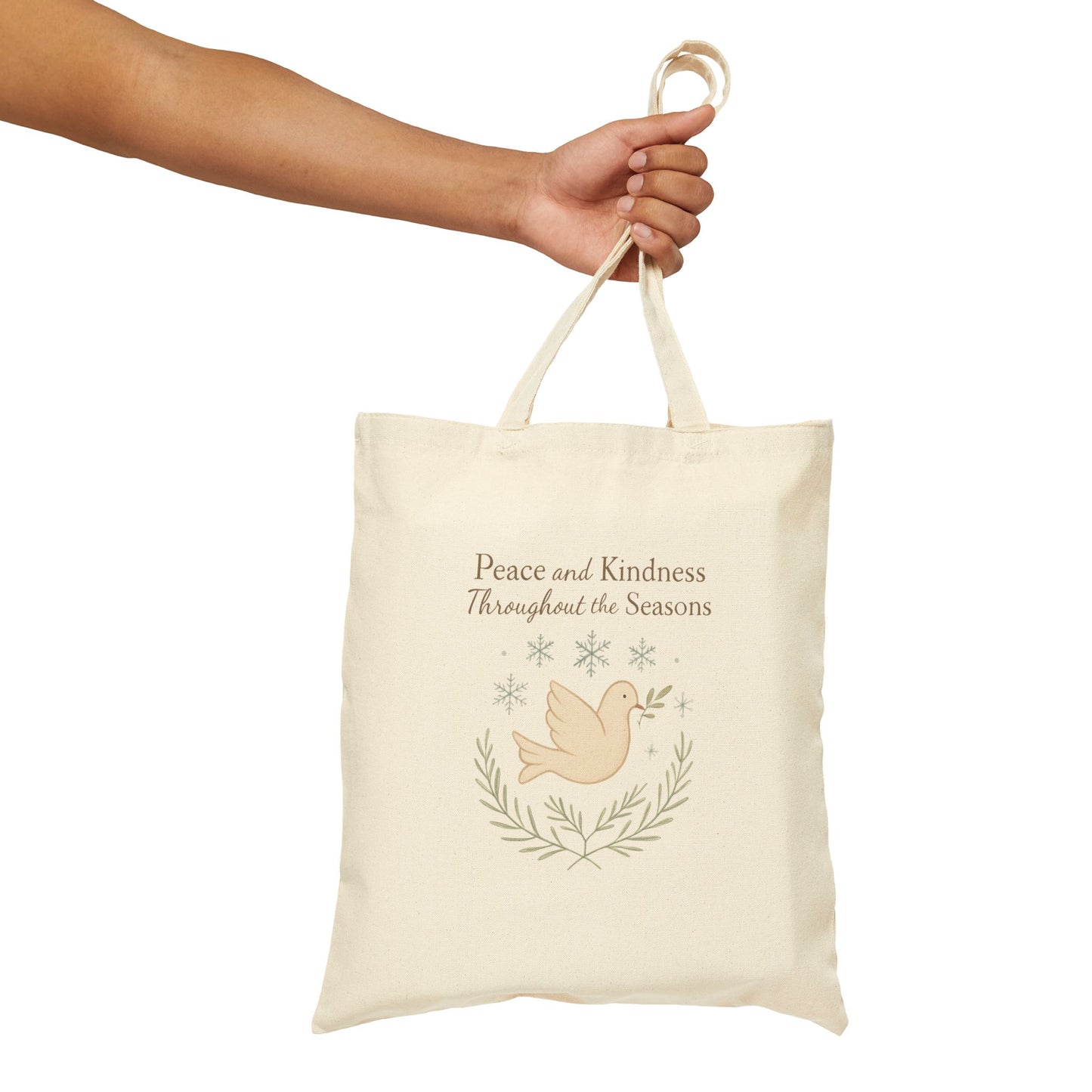 Peace and Kindness Throughout the Seasons Cotton Canvas Tote