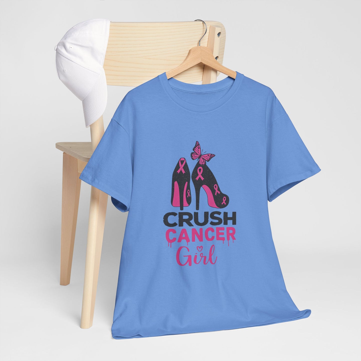 Crush Cancer Girl Tee: High Heels, Pink Ribbon, Hope