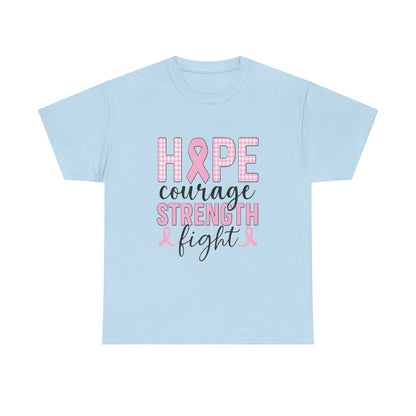 Hope, Courage & Strength Pink Ribbon Awareness Tee