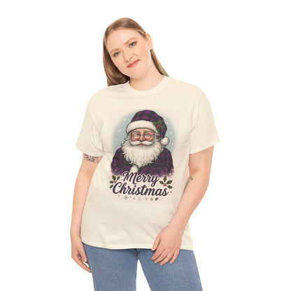 Retro Purple Plaid Santa
