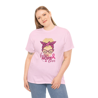 Hope Love Pink Ribbon Tee - Breast Cancer Awareness
