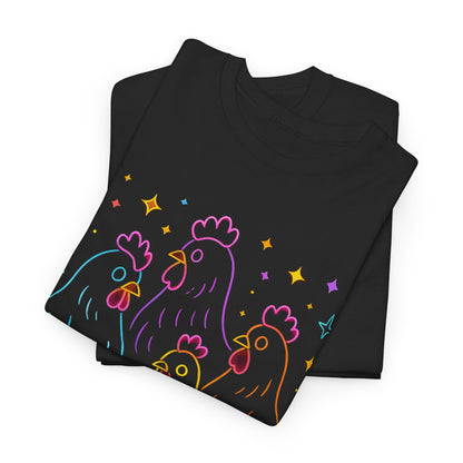🌻 Autumn Chickens & Pumpkins Tee – Colorful Farm Harvest Shirt