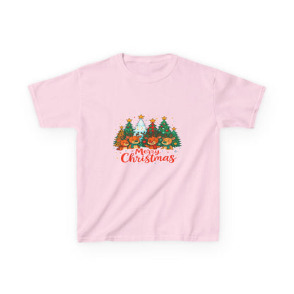 Merry Christmas Reindeer & Dino Trees Kids Tee