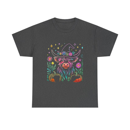 🎃 Magical Highland Cow Tee – Witchy Pumpkin Farm Shirt