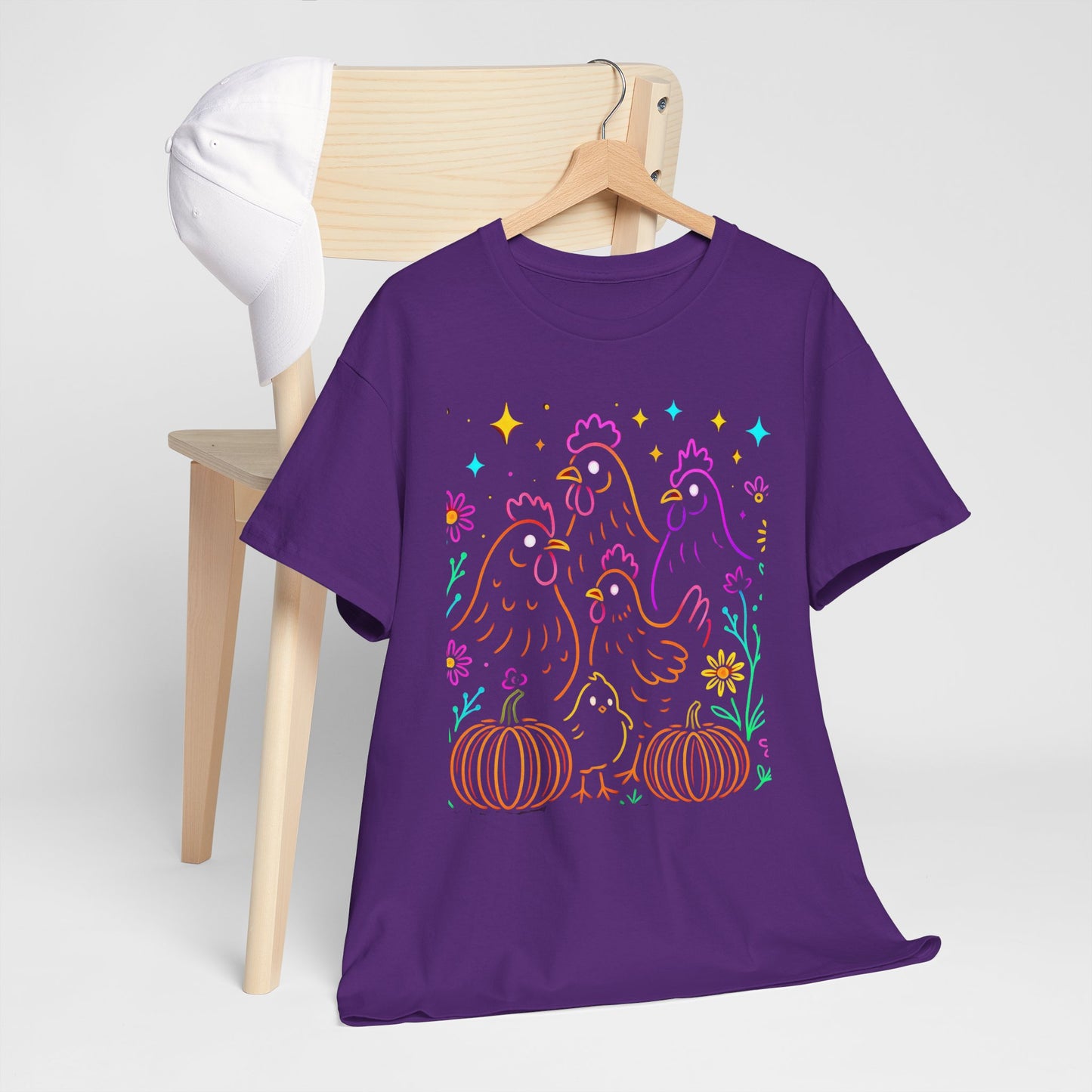 Autumn Glow Chicken Tee – Colorful Farmhouse Pumpkin Shirt
