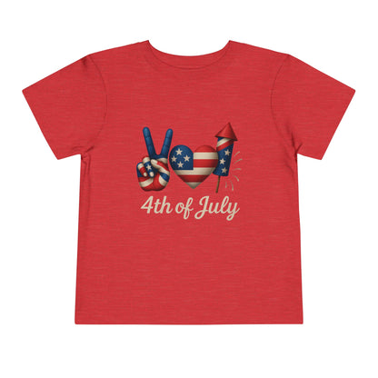 4th of July Peace & Heart Tee: Patriotic Toddler Shirt