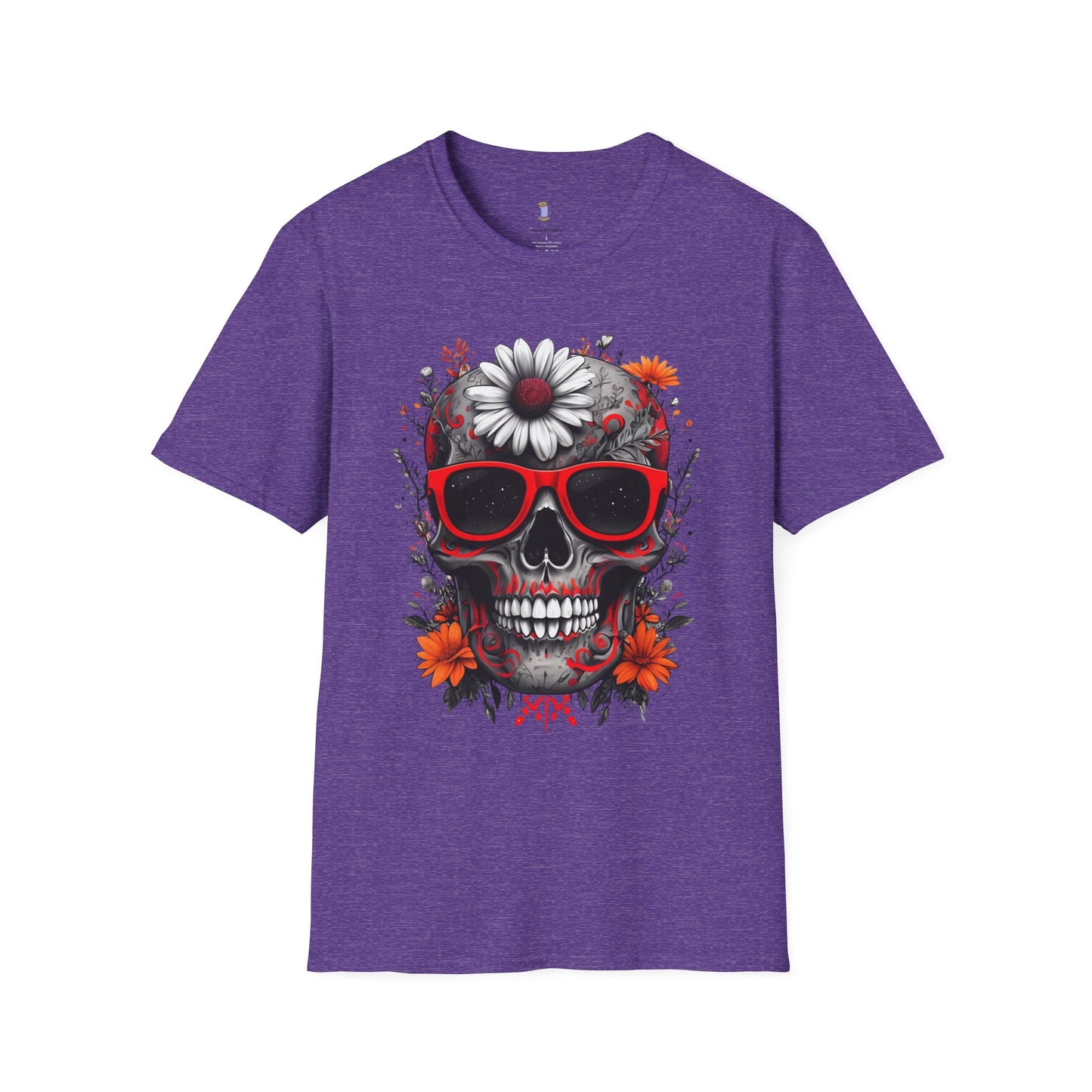 Skull & Flower Graphic T-Shirt, Unisex Casual Tee, Edgy Fashion Wear, Festival Outfit, Gift for Halloween & Day of the Dead