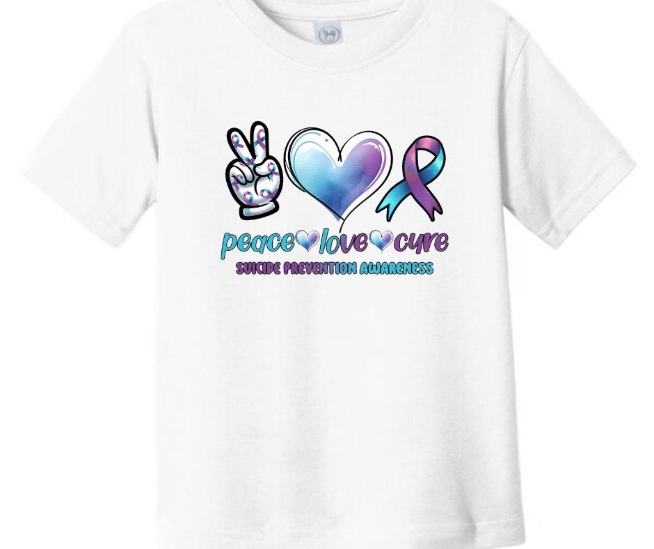 Peace Love Cure Suicide Awareness Kid T-Shirt