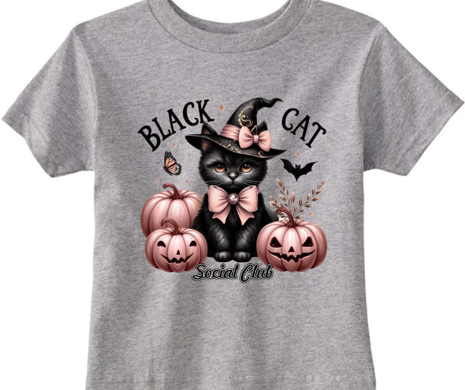 Black Cat Society Club Halloween Kid T-Shirt