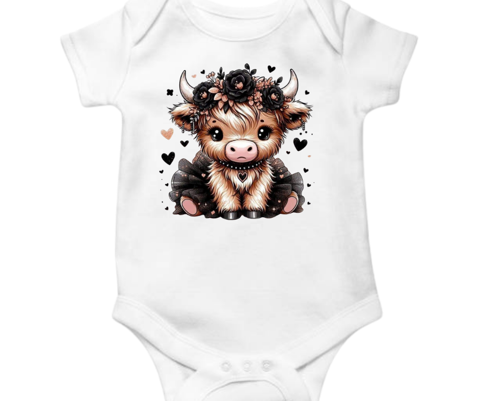 Black Dress Baby Cow Onesie