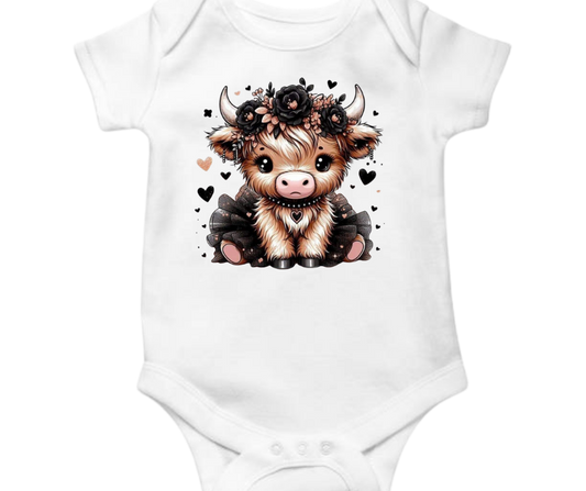 Black Dress Baby Cow Onesie