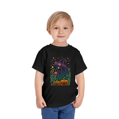 Toddler Halloween Tee - Witch Silhouette Floral Design
