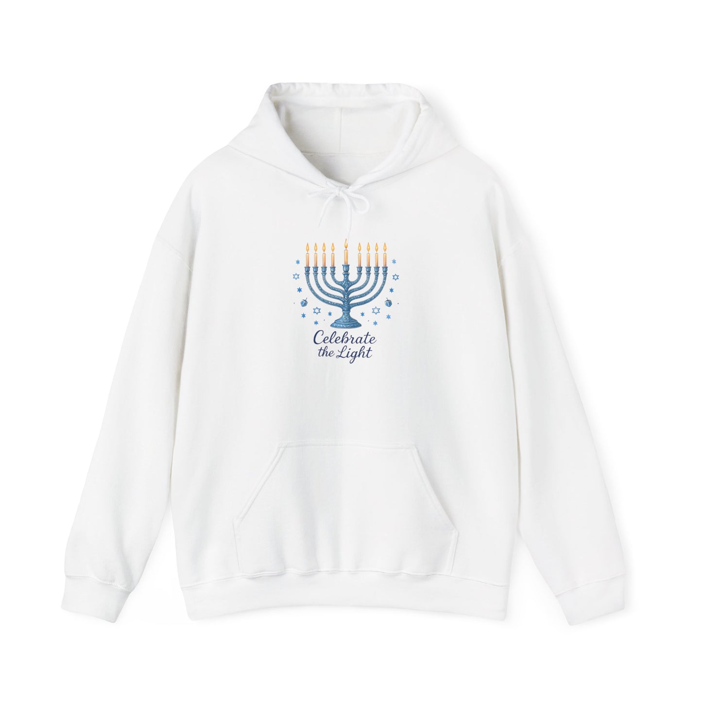 Hanukkah Menorah Hoodie - "Celebrate the Light" Holiday Sweatshirt