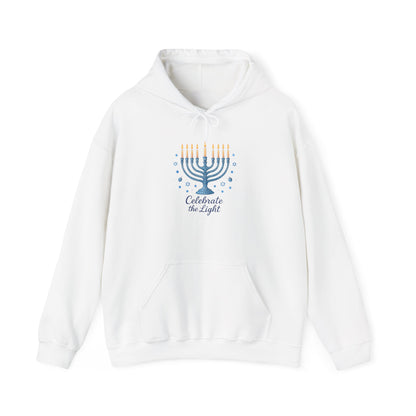 Hanukkah Menorah Hoodie - "Celebrate the Light" Holiday Sweatshirt