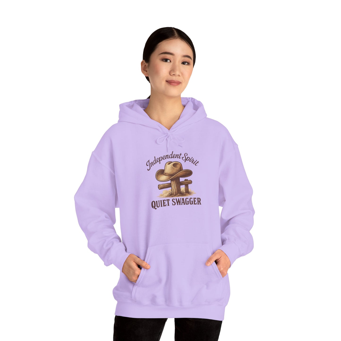 Quiet Swagger Hoodie – "Independent Spirit" Cowboy Hat Graphic Pullover