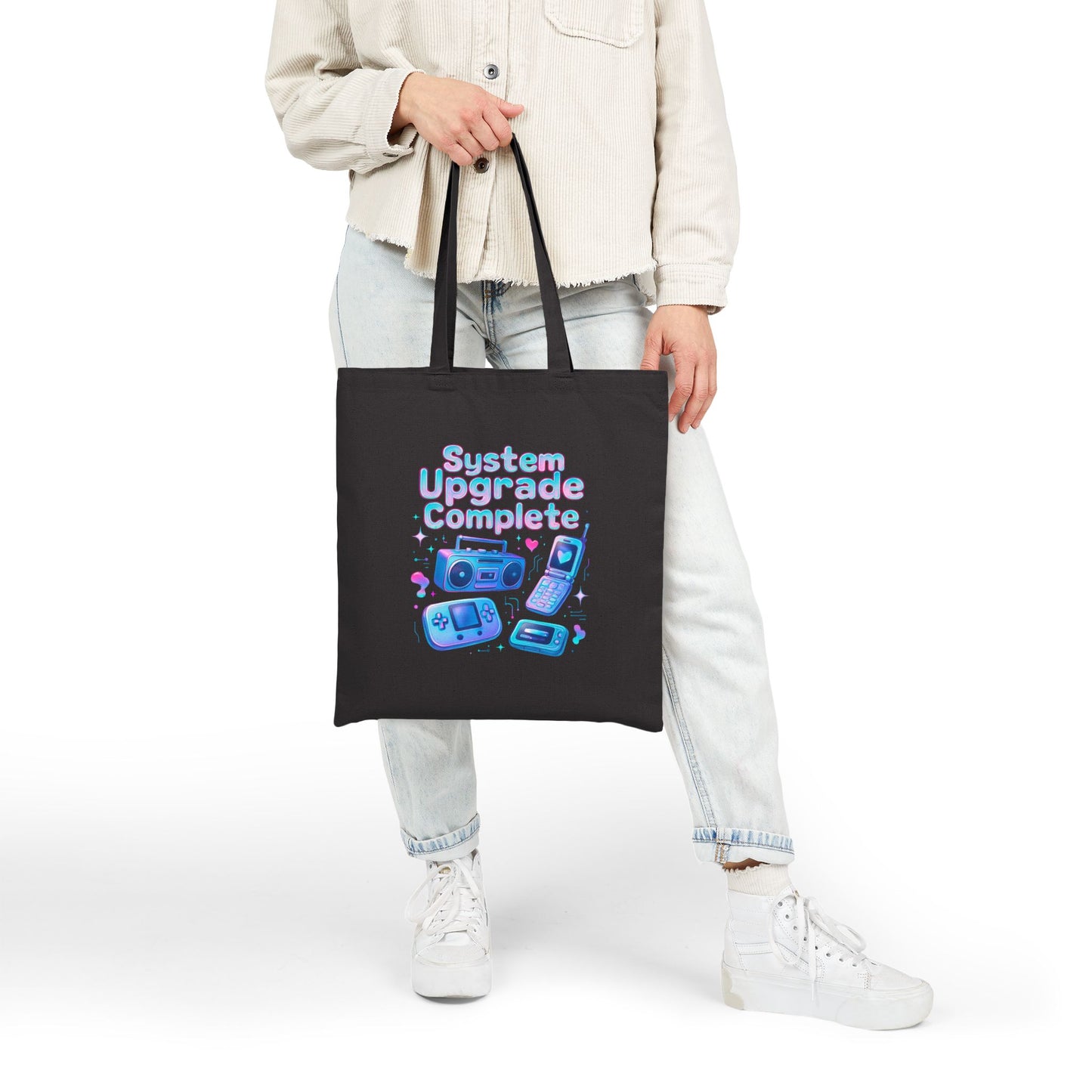 System Upgrade Complete Tote Bag — Retro Gaming Cotton Canvas Tote