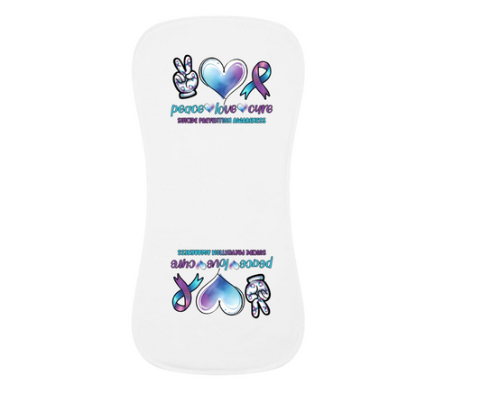 Peace Love And Cure Suicide Awareness Burpie Cloth