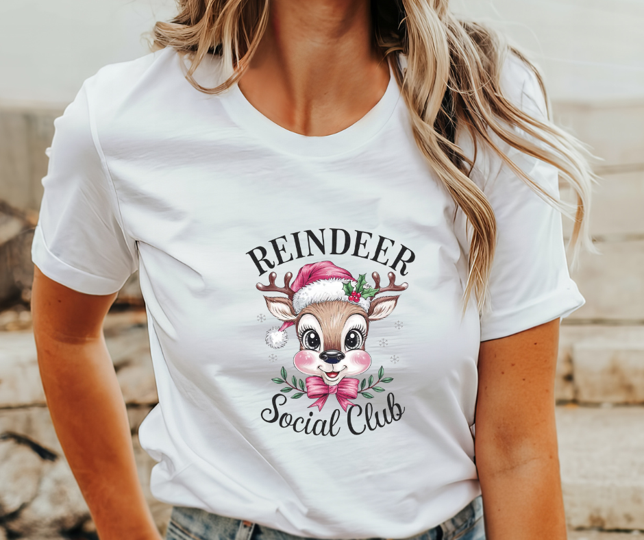 Reindeer Social Club Christmas Adult T-Shirt