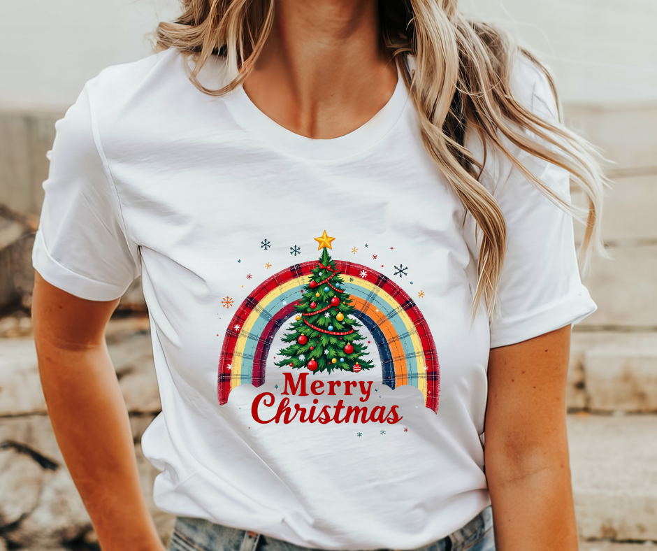 Rainbow Merry Christmas Adult T-Shirt