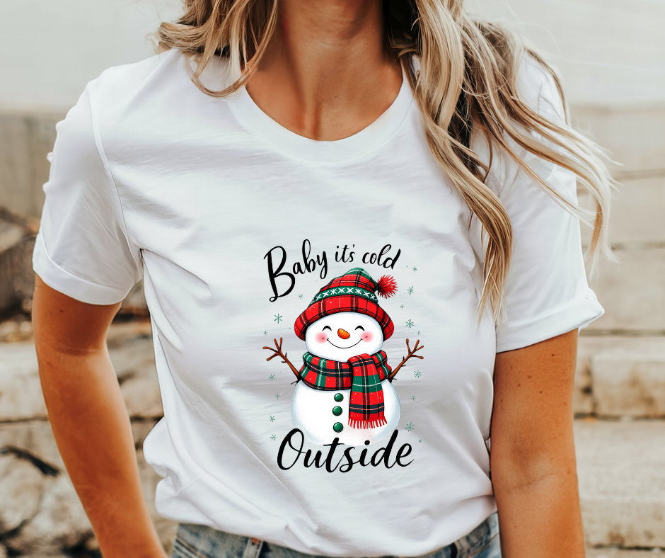 Snowman Baby It's Cold Outside Adult T-Shirt