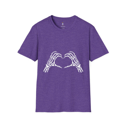 Skull Heart T-Shirt - Unisex Graphic Tee for Halloween, Love, Gifts, Casual Wear, Skeleton