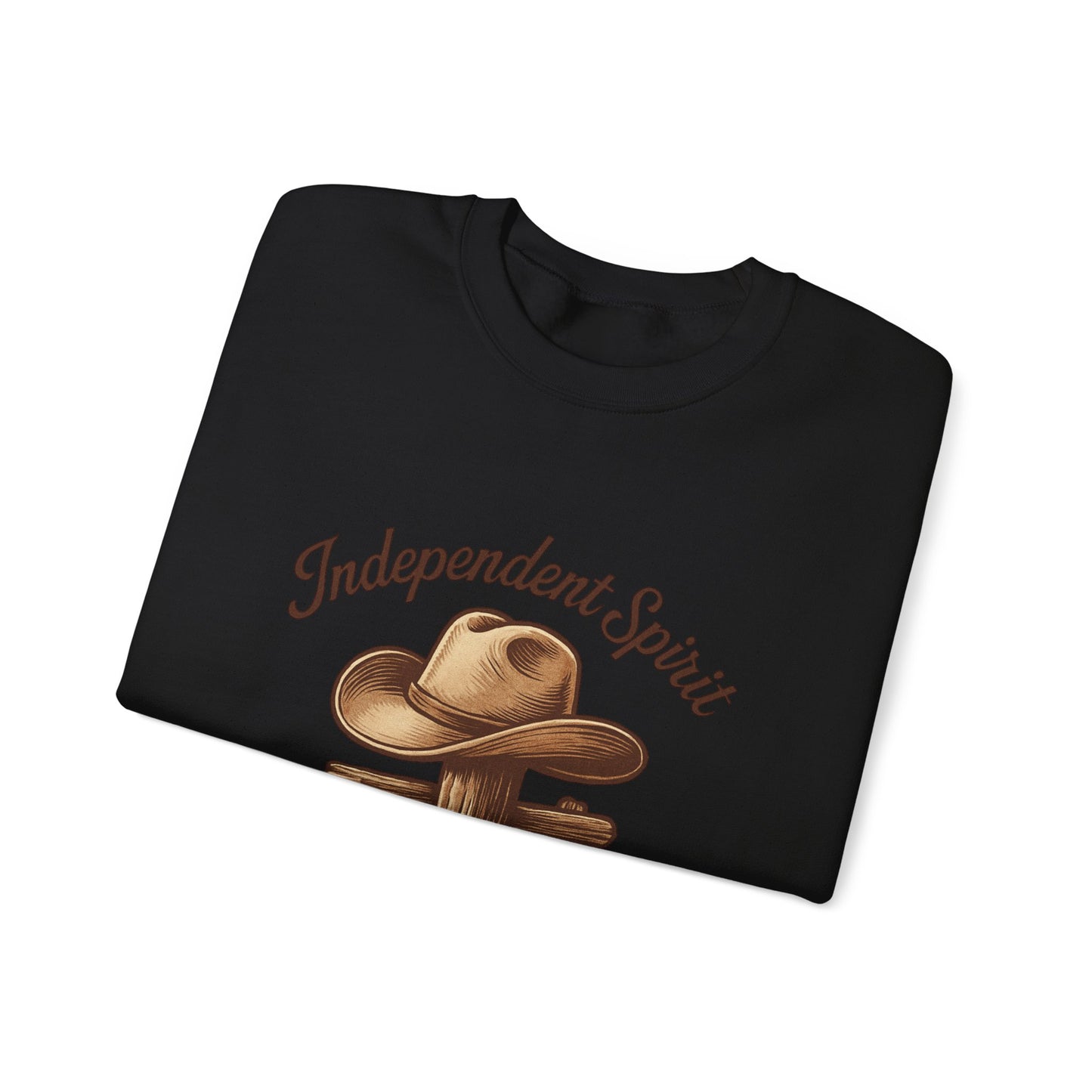 Crewneck Sweatshirt — "Independent Spirit, Quiet Swagger" Western Hat Graphic